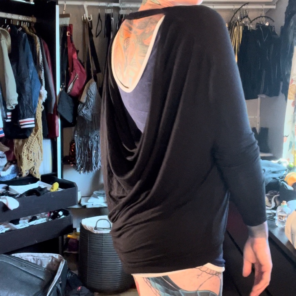 Adorable cowl-back top